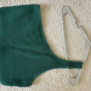 Green Ribbed Crop Top